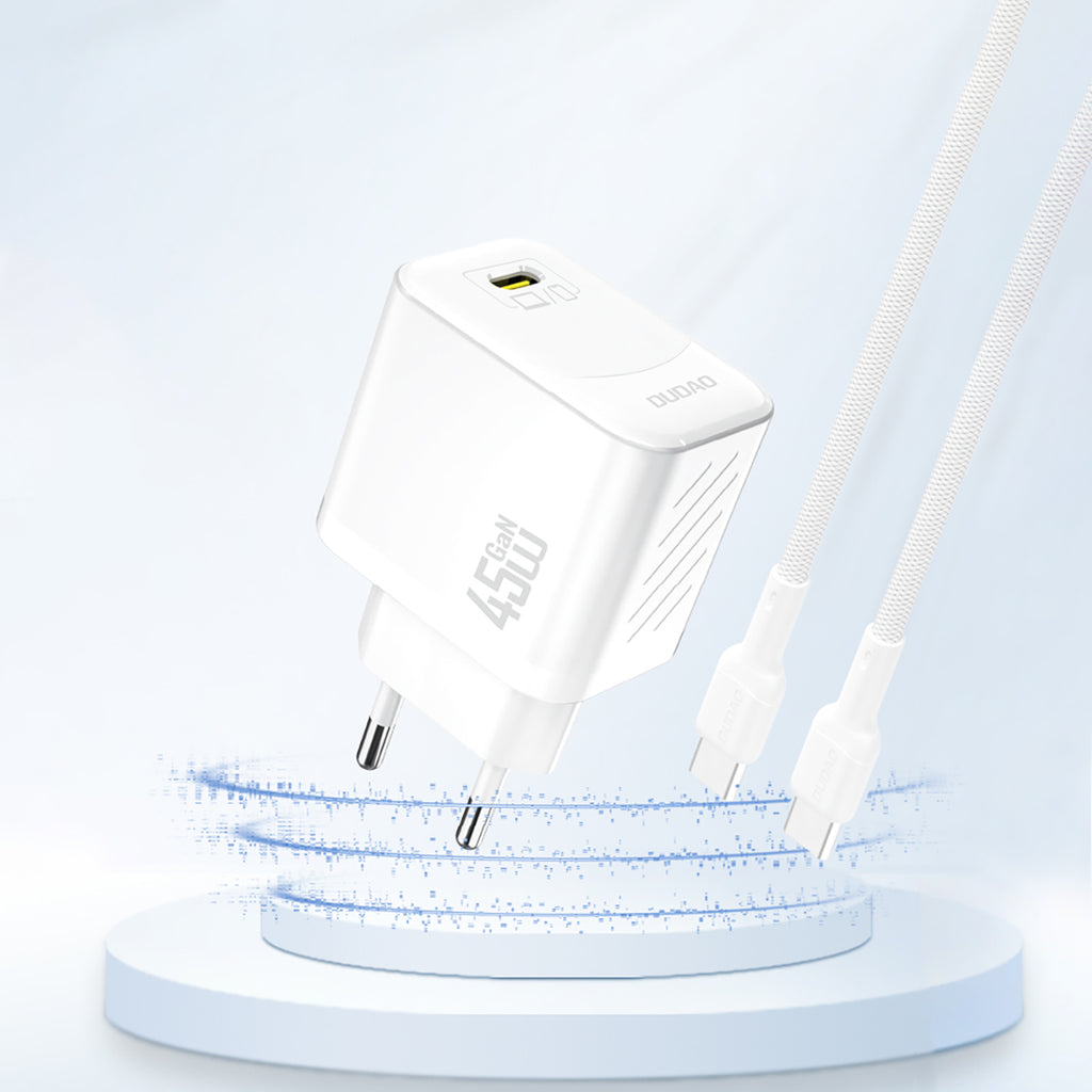 Dudao A28 45W GaN USB-C sieninis įkroviklis - baltas
