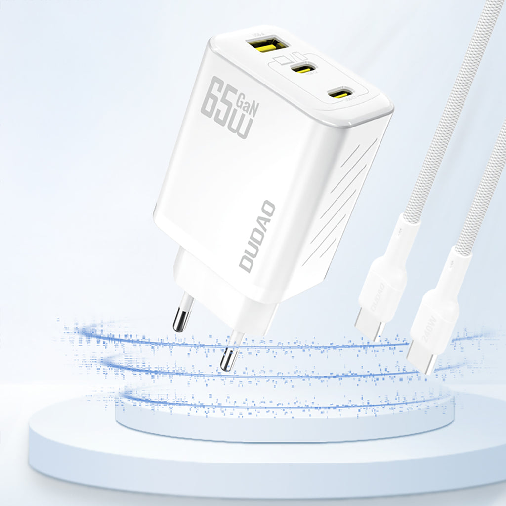 Dudao A29 65W GaN sieninis įkroviklis 2 x USB-C + 1 x USB-A - baltas -- Cell phone chargers