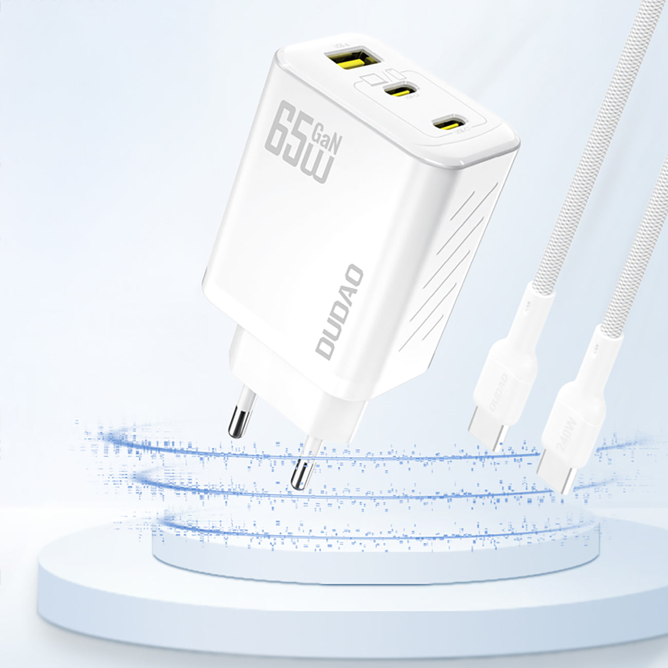 Dudao A29 65W GaN sieninis įkroviklis 2 x USB-C + 1 x USB-A - baltas -- Cell phone chargers