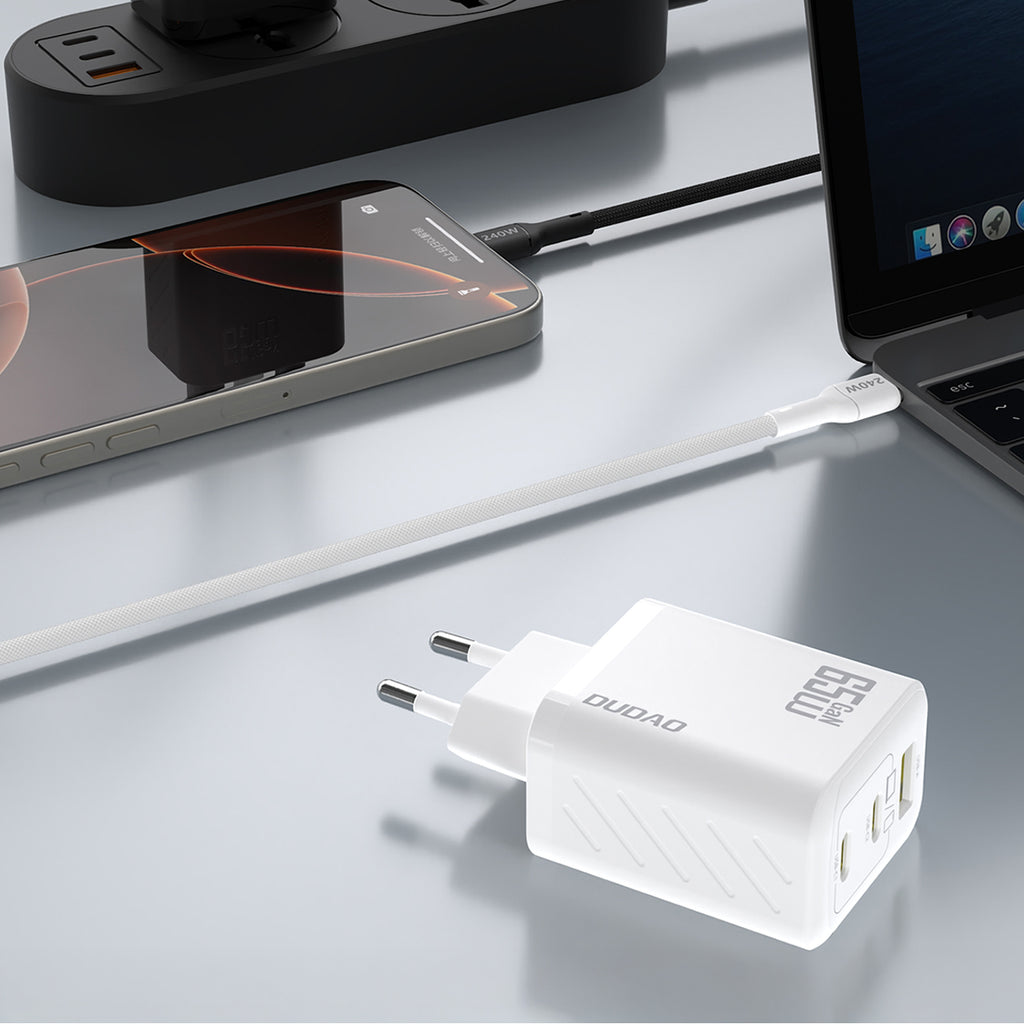 Dudao A29 65W GaN sieninis įkroviklis 2 x USB-C + 1 x USB-A - baltas -- Cell phone chargers