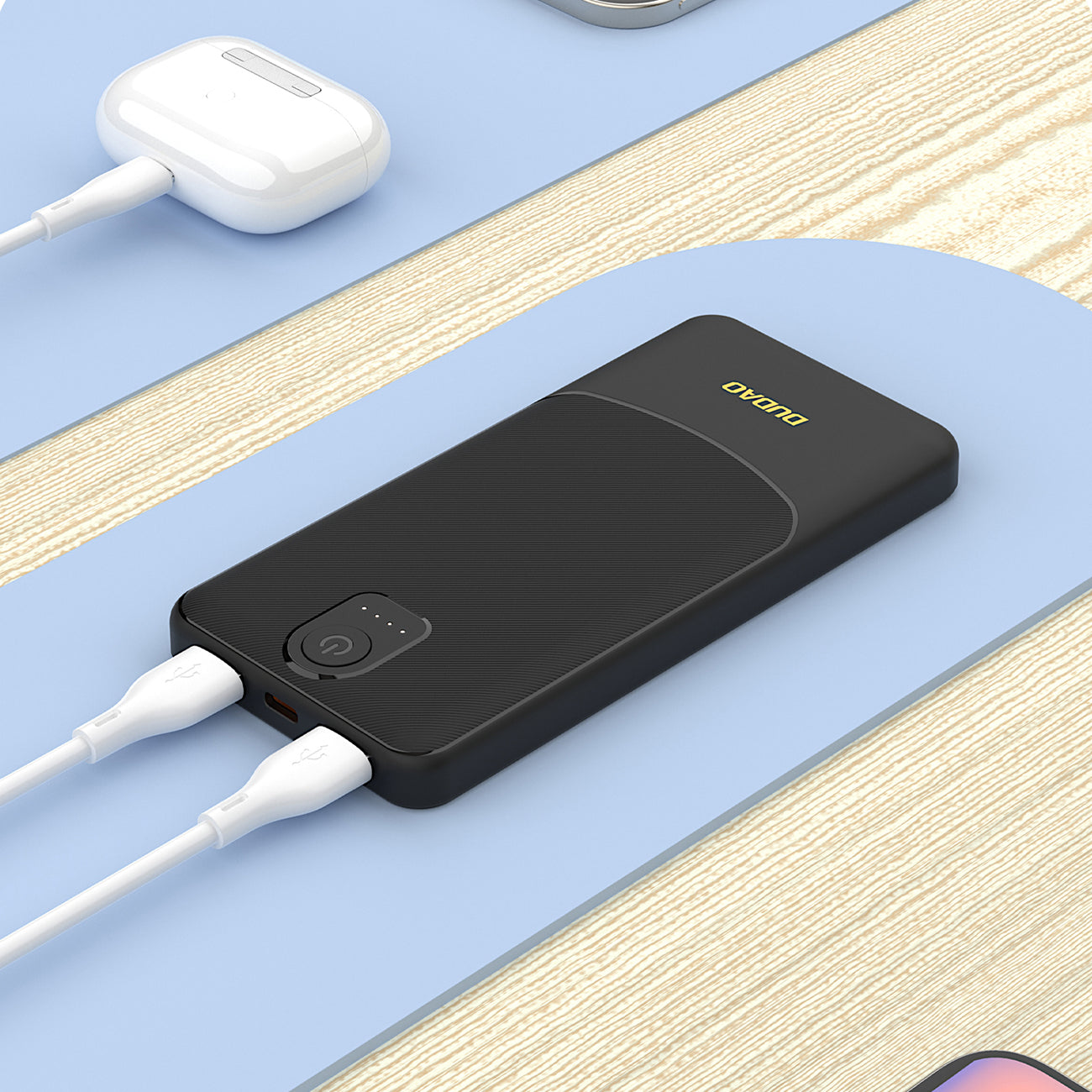 Dudao išorinė baterija K10 10000mAh 2.4A 2 x USB-A - juoda