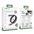 Acefast C11-04 USB-A - USB-C 3A laidas 1.2m magnetinis pintas - juodas