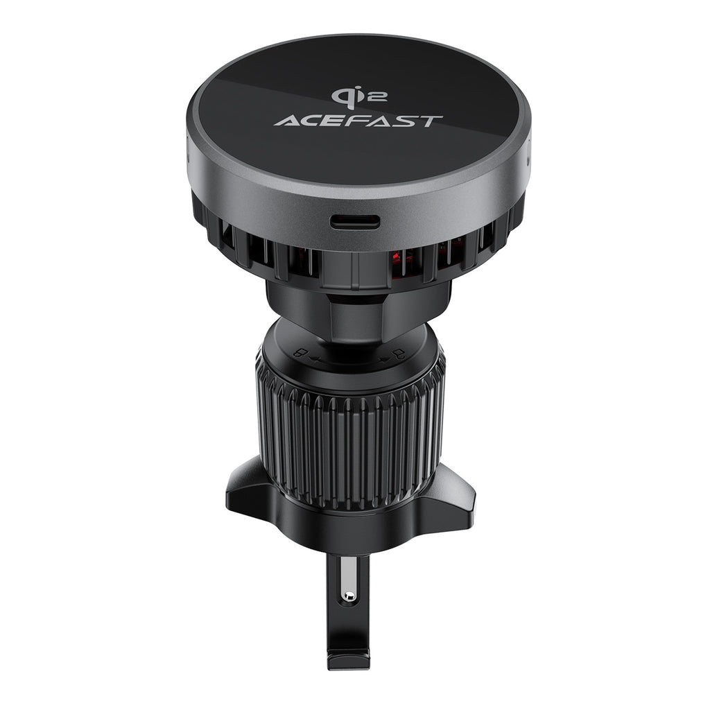 Acefast D40 Automobilinis laikiklis su Qi2 15W magnetiniu įkrovikliu oro ventiliacijai - juodas