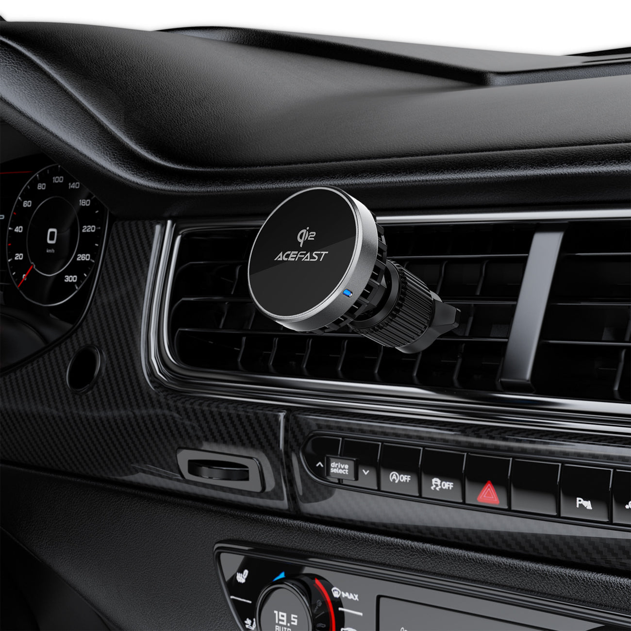 Acefast D40 Automobilinis laikiklis su Qi2 15W magnetiniu įkrovikliu oro ventiliacijai - juodas