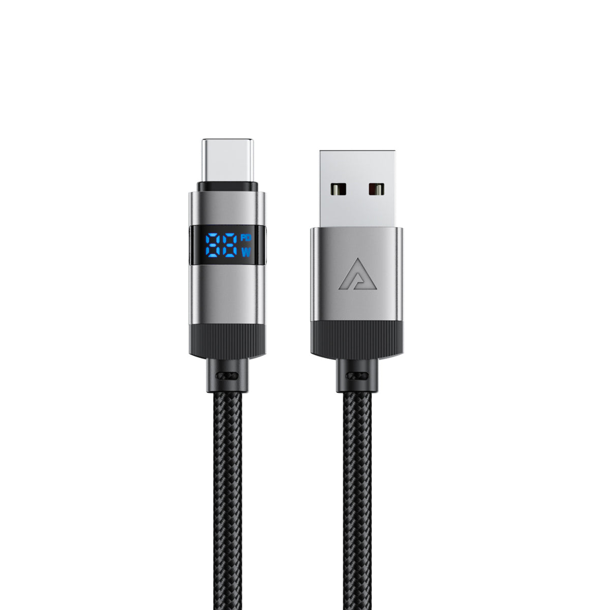 Acefast C15-04 USB-A – USB-C Kabelis su ekranu 480 Mb/s 66W 1,2 m – juodas