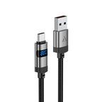 Acefast C15-04 USB-A – USB-C Kabelis su ekranu 480 Mb/s 66W 1,2 m – juodas
