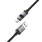 Acefast C15-04 USB-A – USB-C Kabelis su ekranu 480 Mb/s 66W 1,2 m – juodas