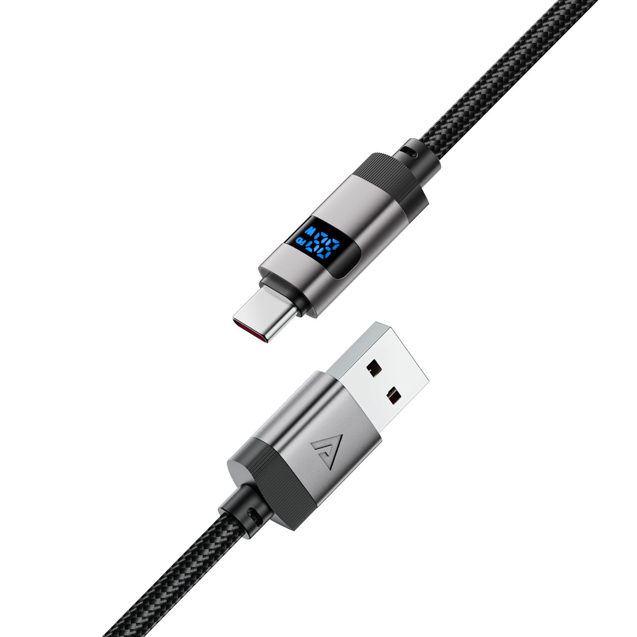 Acefast C15-04 USB-A – USB-C Kabelis su ekranu 480 Mb/s 66W 1,2 m – juodas