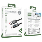 Acefast C15-04 USB-A – USB-C Kabelis su ekranu 480 Mb/s 66W 1,2 m – juodas
