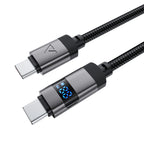 Acefast C15-03 USB-C - USB-C Kabelis su ekranu 480 Mb/s 60W 1,2 m - juodas