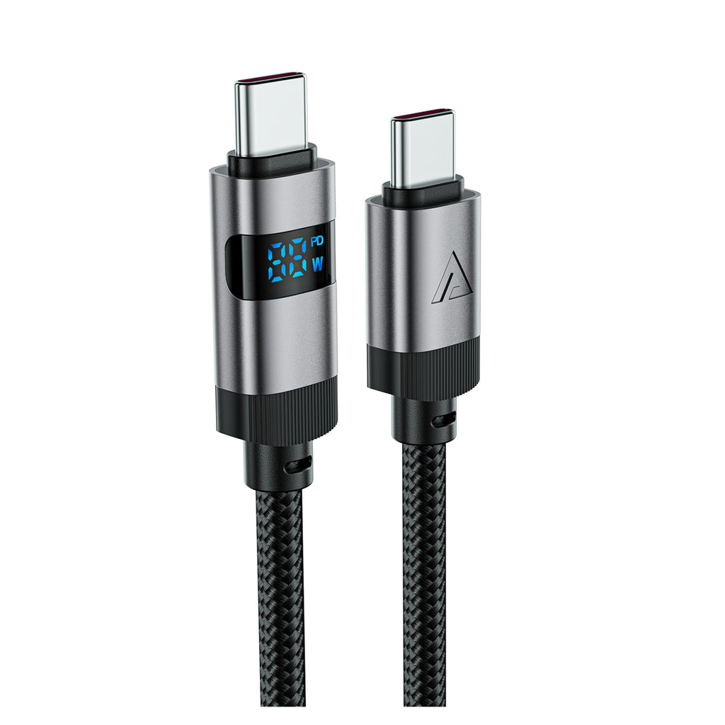 Acefast C15-03 USB-C - USB-C Kabelis su ekranu 480 Mb/s 60W 1,2 m - juodas