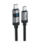 Acefast C15-03 USB-C - USB-C Kabelis su ekranu 480 Mb/s 60W 1,2 m - juodas