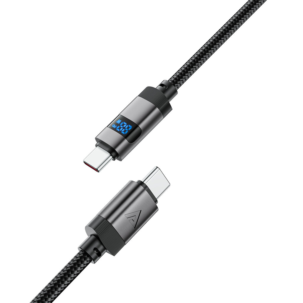 Acefast C15-03 USB-C - USB-C Kabelis su ekranu 480 Mb/s 60W 1,2 m - juodas
