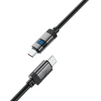 Acefast C15-03 USB-C - USB-C Kabelis su ekranu 480 Mb/s 60W 1,2 m - juodas
