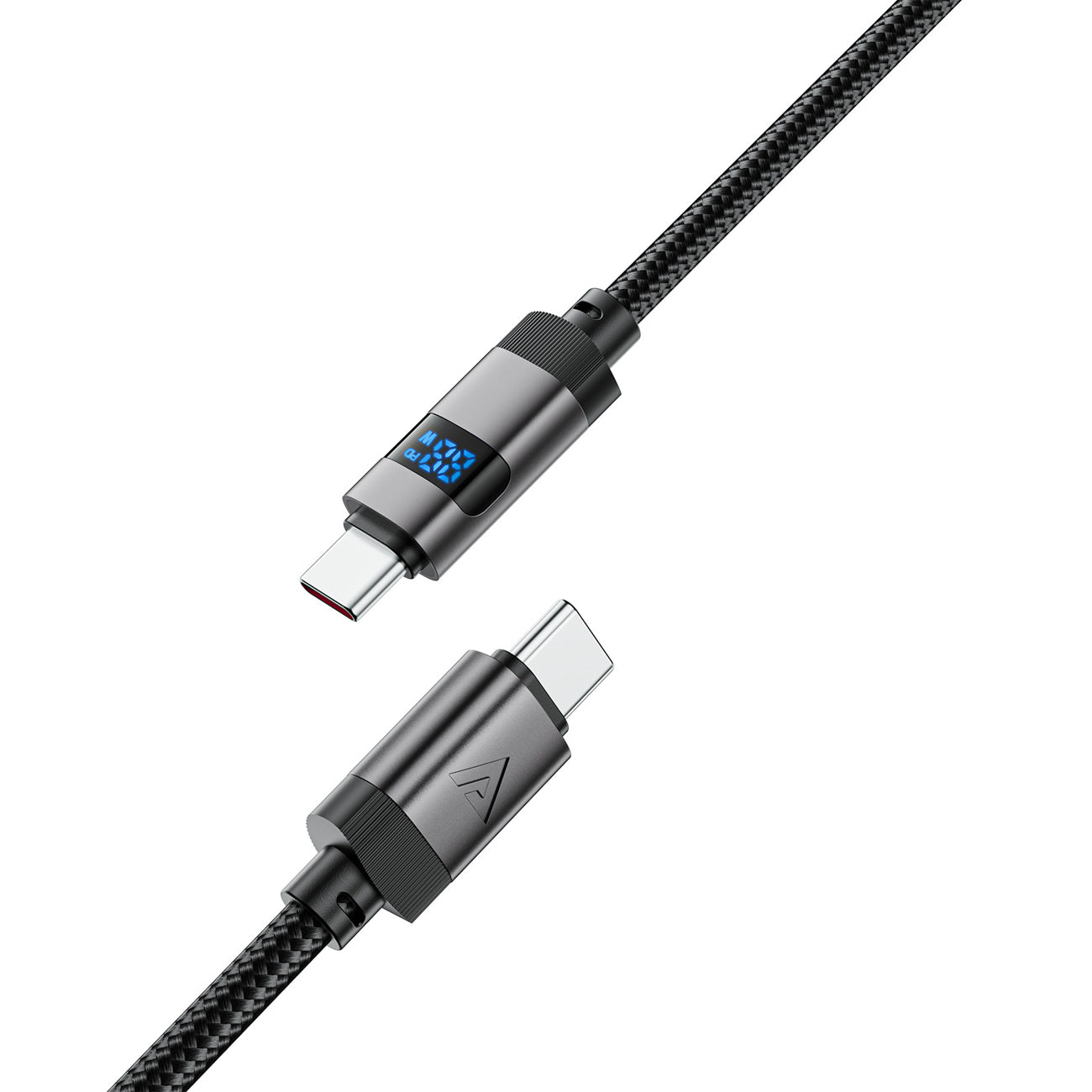 Acefast C15-03 USB-C - USB-C Kabelis su ekranu 480 Mb/s 60W 1,2 m - juodas