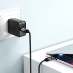 Acefast C15-03 USB-C - USB-C Kabelis su ekranu 480 Mb/s 60W 1,2 m - juodas