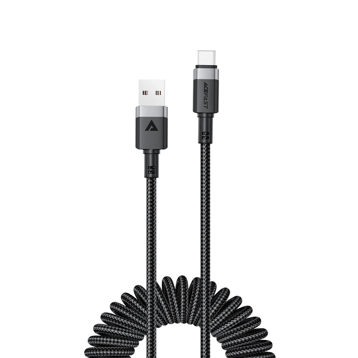 Acefast C14-04 USB-A - __TK1__ Kabelio spyruoklė 480Mb/s 3A 1.2m - Juoda