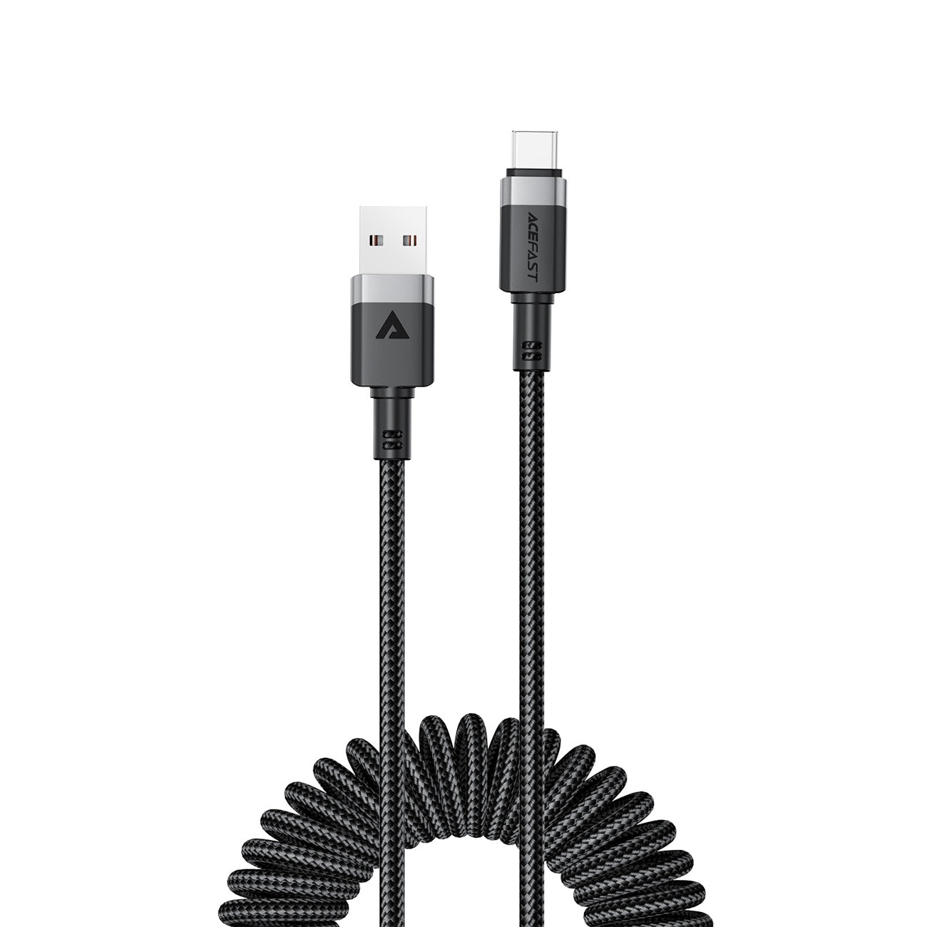 Acefast C14-04 USB-A - __TK1__ Kabelio spyruoklė 480Mb/s 3A 1.2m - Juoda