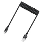 Acefast C14-04 USB-A - __TK1__ Kabelio spyruoklė 480Mb/s 3A 1.2m - Juoda