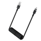 Acefast C14-04 USB-A - __TK1__ Kabelio spyruoklė 480Mb/s 3A 1.2m - Juoda