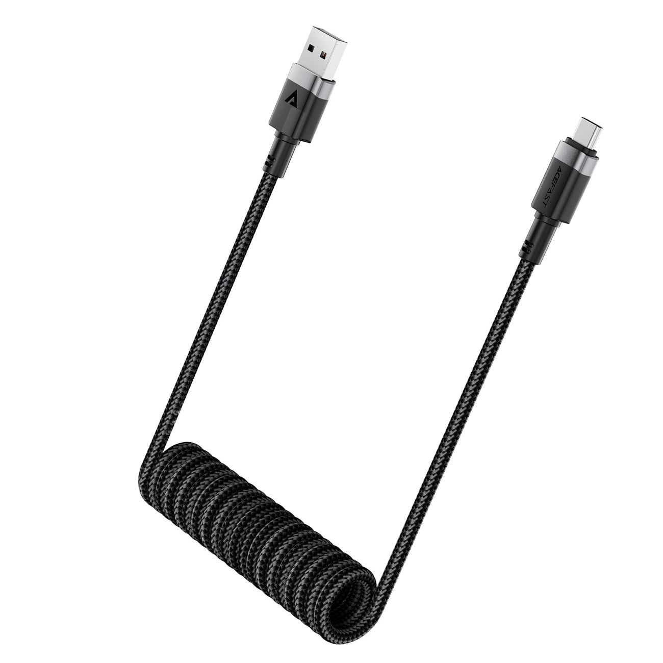 Acefast C14-04 USB-A - __TK1__ Kabelio spyruoklė 480Mb/s 3A 1.2m - Juoda