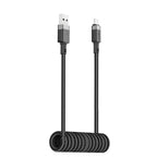 Acefast C14-04 USB-A - __TK1__ Kabelio spyruoklė 480Mb/s 3A 1.2m - Juoda
