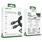Acefast C14-03 __TK1__ - __TK1__ Spyruoklinis kabelis 480Mb/s 3A 1.2m - Juodas