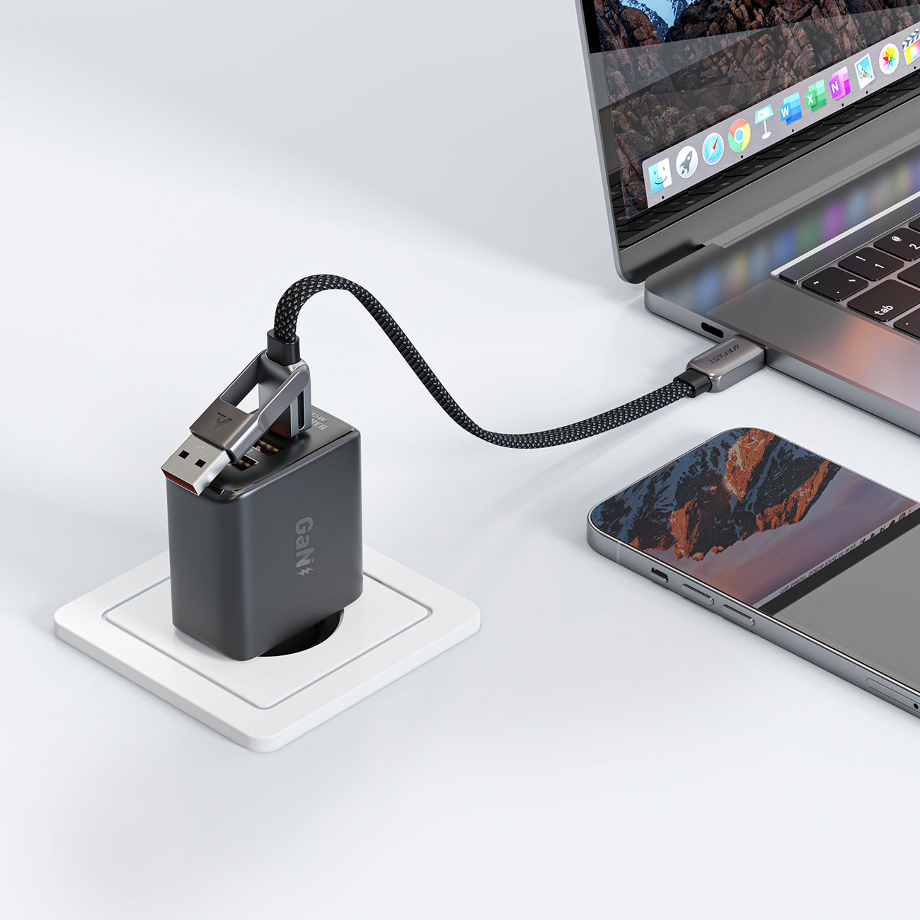 __TK0__ C13-05 USB-C - USB-A / USB-C Kabelis 480Mb/s 3A 0.2m - juodas