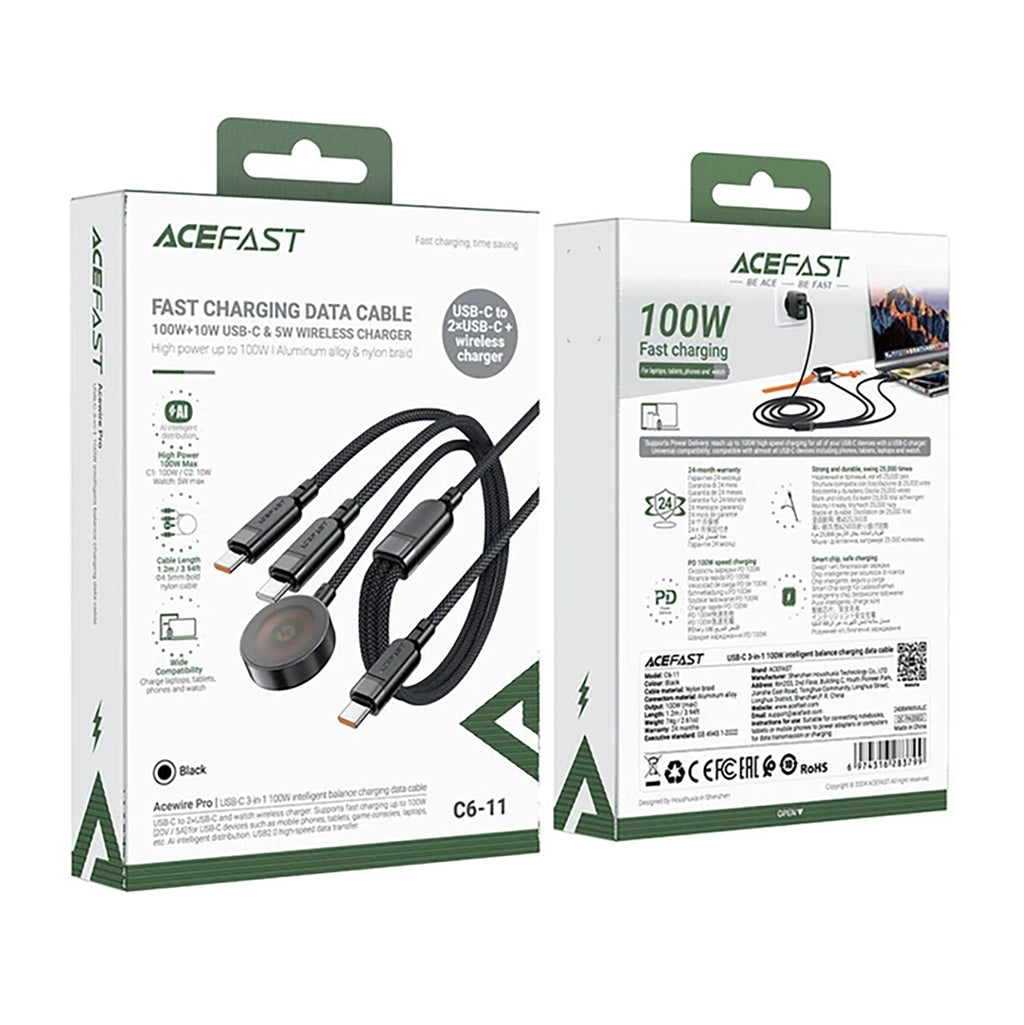 Acefast C6-11 __TK1__ 3in1 Kabelis - 2x __TK1__ / Qi 480Mb/s 100W 1.___TK10_