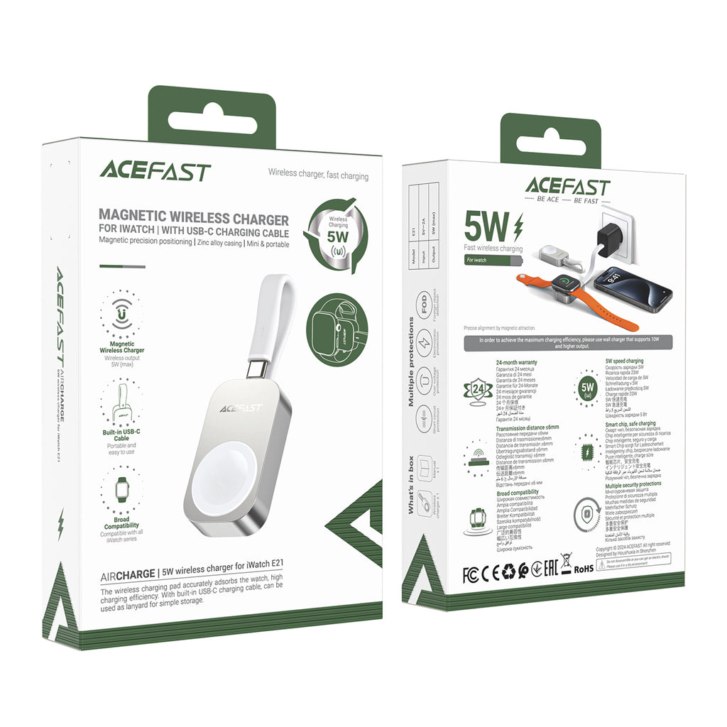 Acefast E21 5W belaidis kroviklis Apple Watch - sidabrinė -- Apple Watch