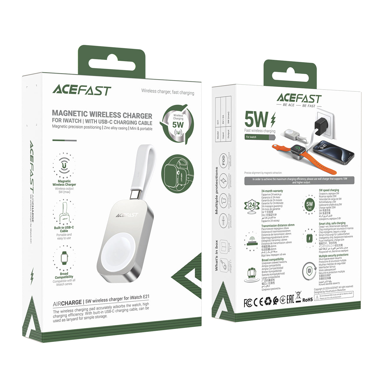 Acefast E21 5W belaidis kroviklis Apple Watch - sidabrinė -- Apple Watch