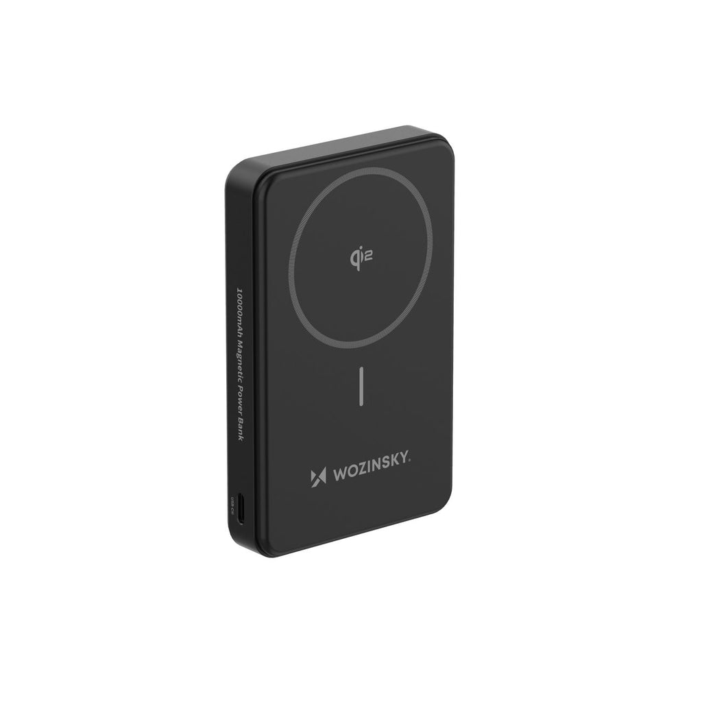 Wozinsky išorinė baterija WLWP-10KA0Y3S 22.5W PD Qi2 10000 mAh, su stovu, 1x USB-A, 1x USB-C - juoda