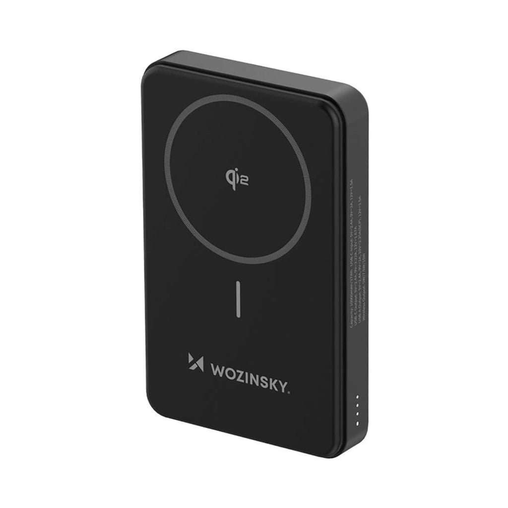 Wozinsky išorinė baterija WLWP-10KA0Y3S 22.5W PD Qi2 10000 mAh, su stovu, 1x USB-A, 1x USB-C - juoda