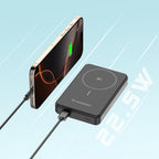 Wozinsky išorinė baterija WLWP-10KA0Y3S 22.5W PD Qi2 10000 mAh, su stovu, 1x USB-A, 1x USB-C - juoda