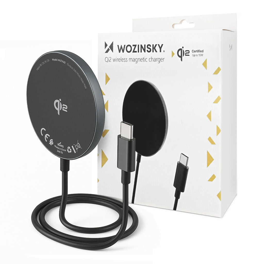 Wozinsky belaidis Qi2 indukcinis įkroviklis 15W - juodas