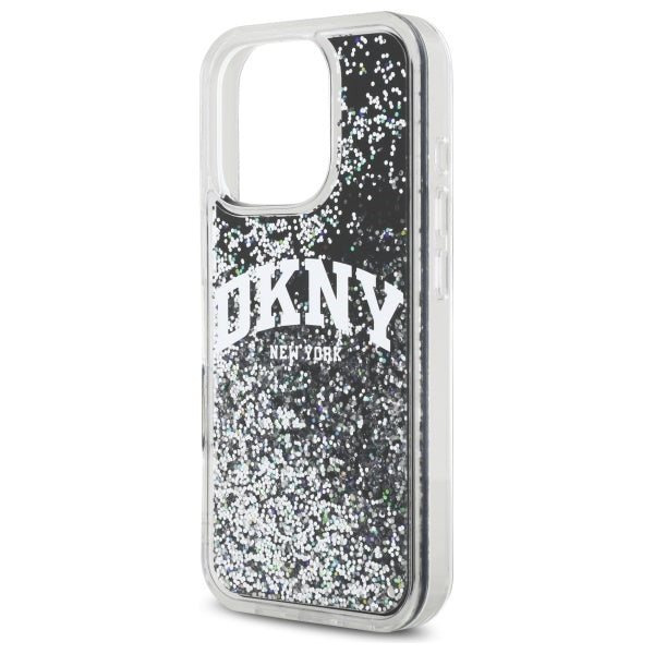 DKNY Liquid Glitter dėklas iPhone 16 Pro – juodas