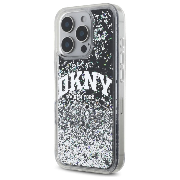 DKNY blizgučių dėklas iPhone 16 Pro Max – juodas