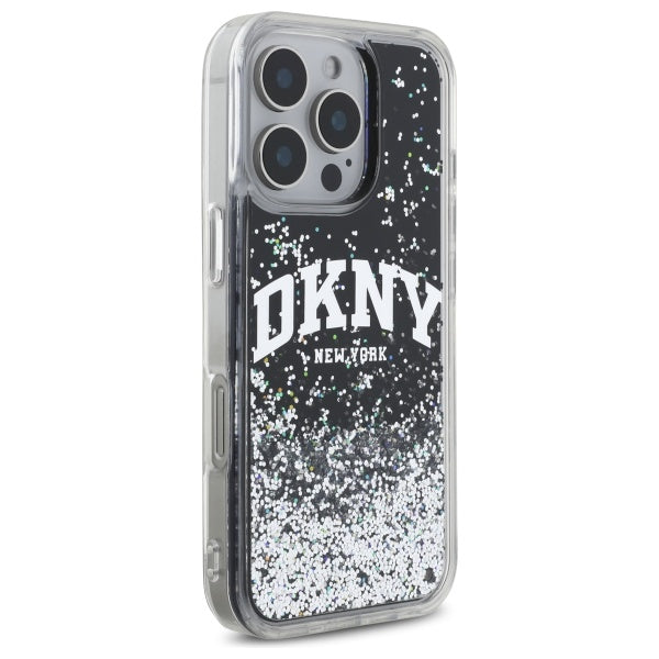 DKNY blizgučių dėklas iPhone 16 Pro Max – juodas