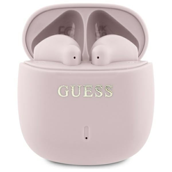 Guess Bluetooth ausinės GUTWSJ14ESGP TWS + prijungimo stotelė rožinė/rožinė spausdintas klasikinis logotipas