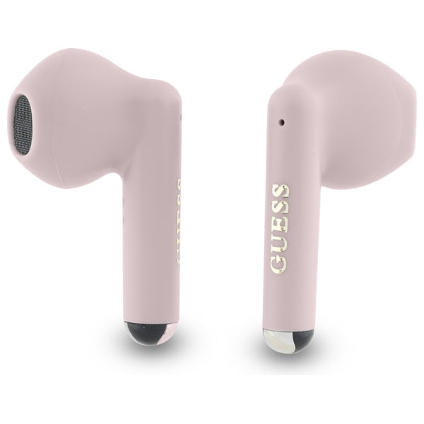 Guess Bluetooth ausinės GUTWSJ14ESGP TWS + prijungimo stotelė rožinė/rožinė spausdintas klasikinis logotipas