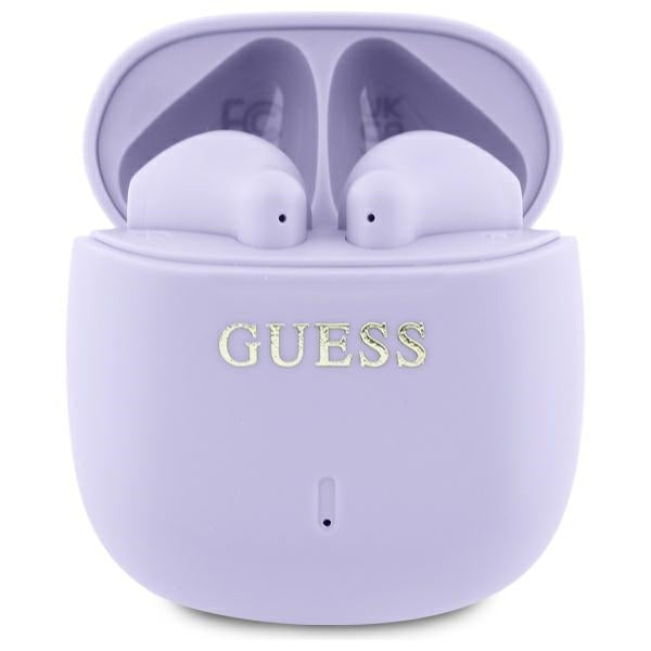 Guess Bluetooth ausinės GUTWSJ14ESGU TWS + prijungimo stotelė violetinė/violetinė spausdintas klasikinis logotipas