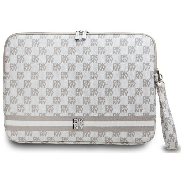 DKNY Sleeve Checkered Pattern Printed Stripes 14" nešiojamojo kompiuterio dėklas - smėlio spalvos -- Laptop Bags