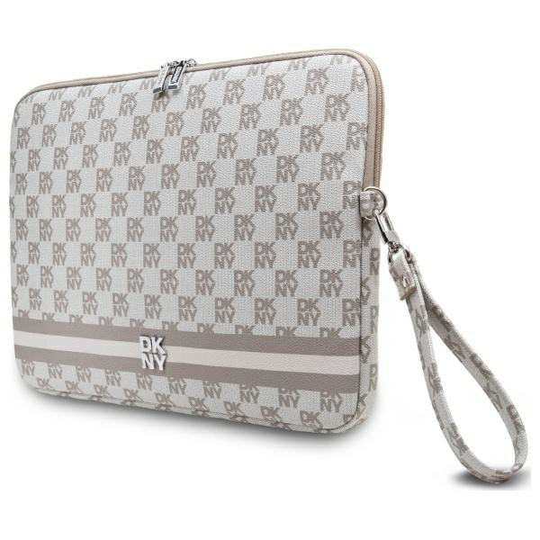 DKNY Sleeve Checkered Pattern Printed Stripes 14" nešiojamojo kompiuterio dėklas - smėlio spalvos -- Laptop Bags