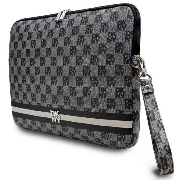 DKNY Sleeve Checkered Pattern Printed Stripes 16" nešiojamojo kompiuterio dėklas - juodas -- Laptop Bags