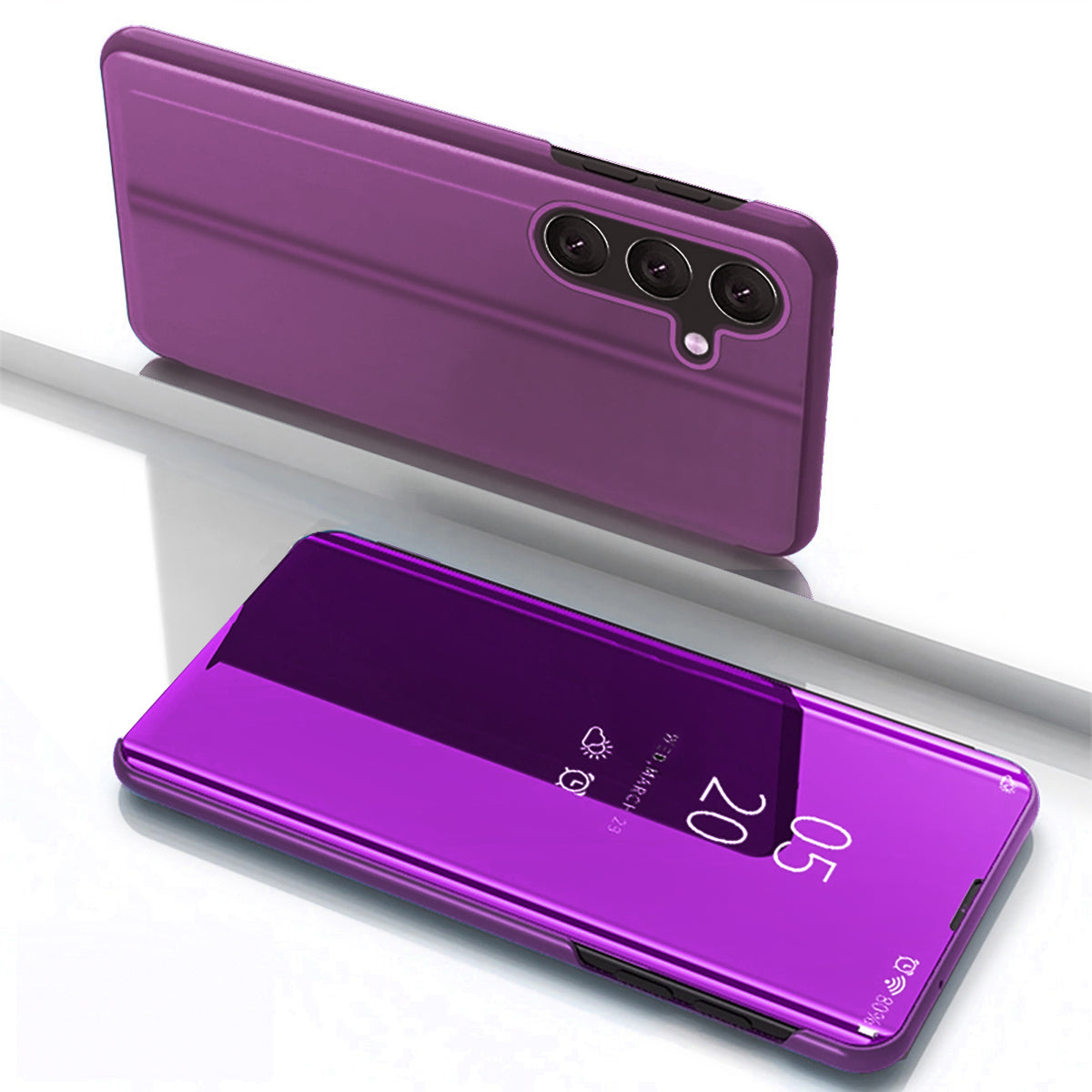 Atverčiamas dėklas Samsung Galaxy S25 Clear View – rožinis