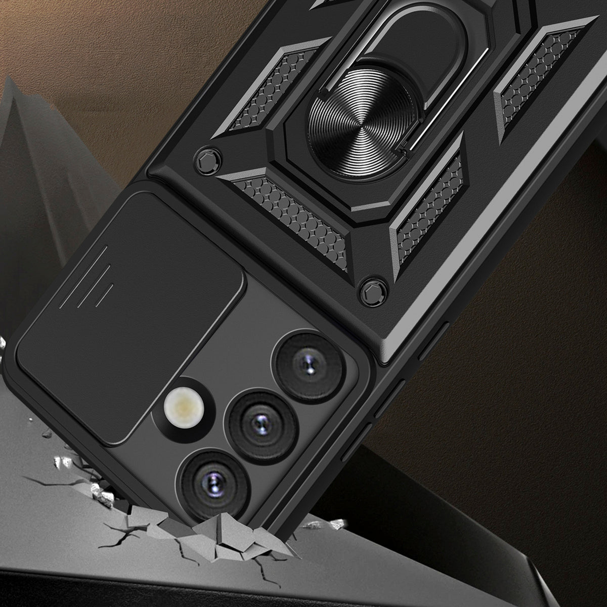Hybrid Armor Camshield dėklas Samsung Galaxy S25 – juodas