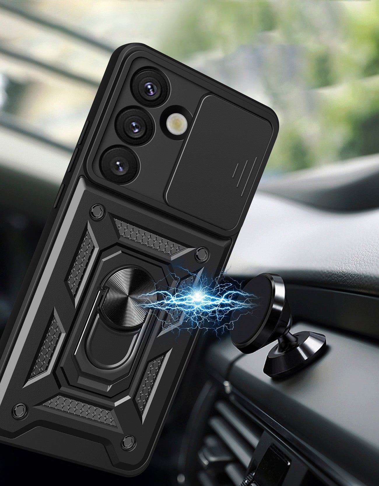 Hybrid Armor Camshield dėklas Samsung Galaxy S25 – juodas