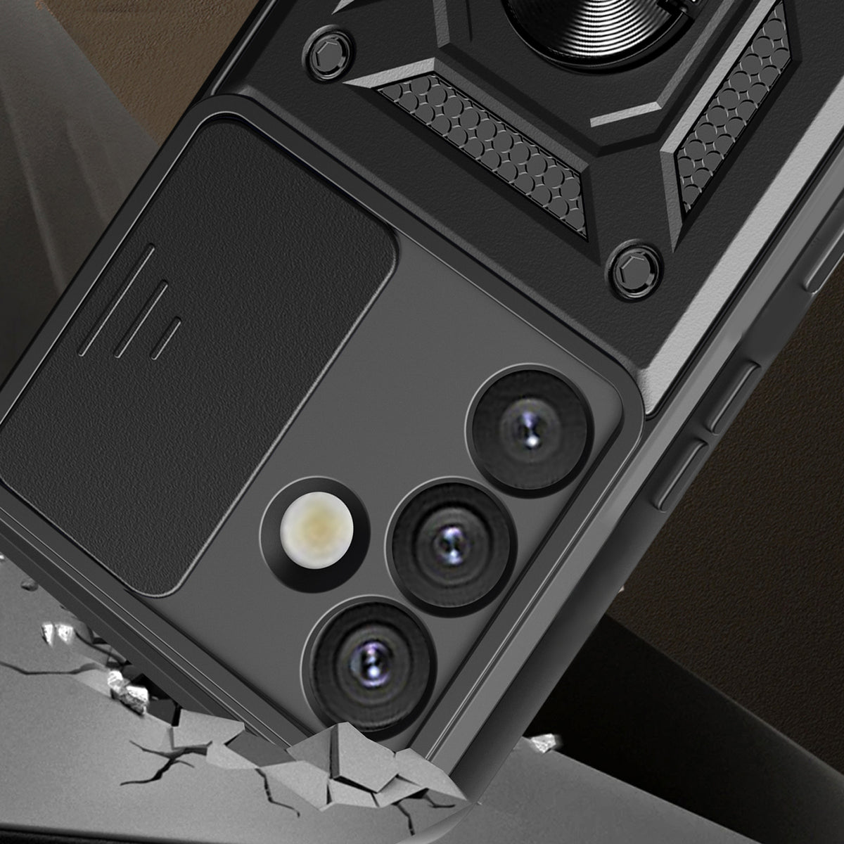 Hybrid Armor Camshield dėklas Samsung Galaxy S25+ – juodas