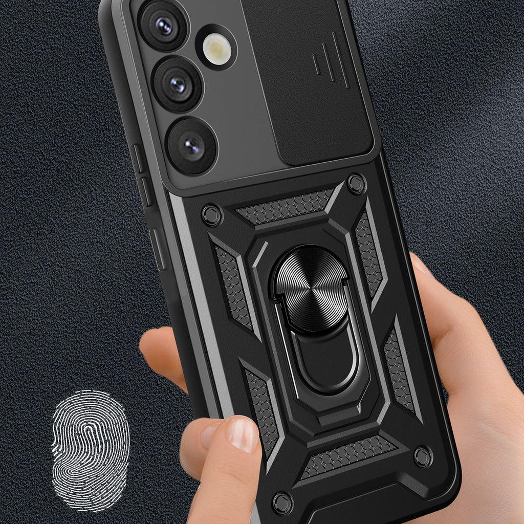 Hybrid Armor Camshield dėklas Samsung Galaxy S25+ – juodas