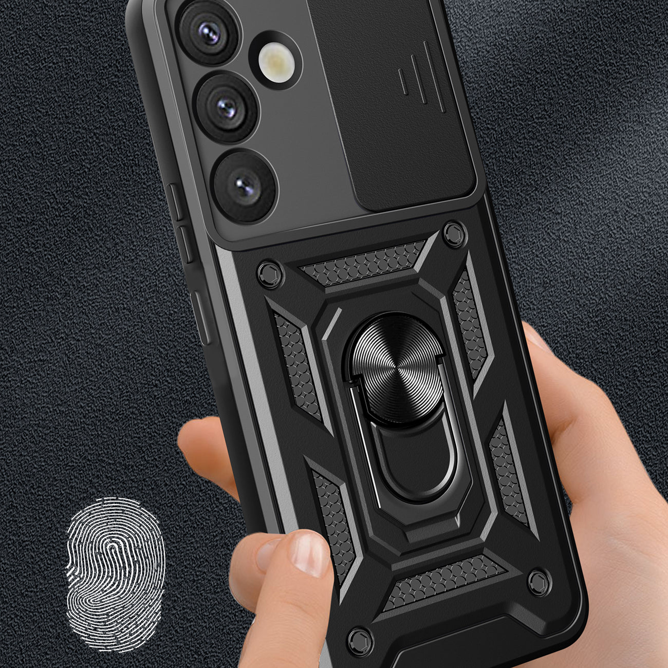 Hybrid Armor Camshield dėklas Samsung Galaxy S25+ – juodas